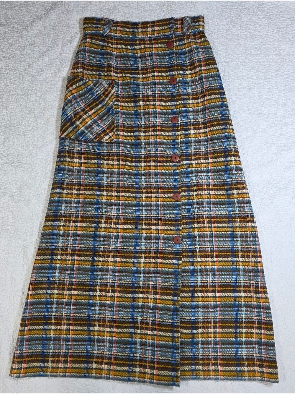 Vintage Brief Originals Long Plaid Button Down High Rise Maxi Skirt
